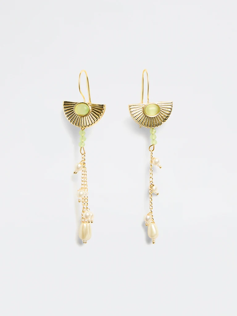 Gold Artisanal Fish Hook Earring