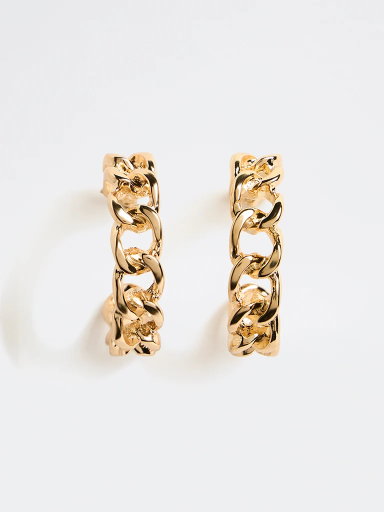 Gold Link Hoop Earring