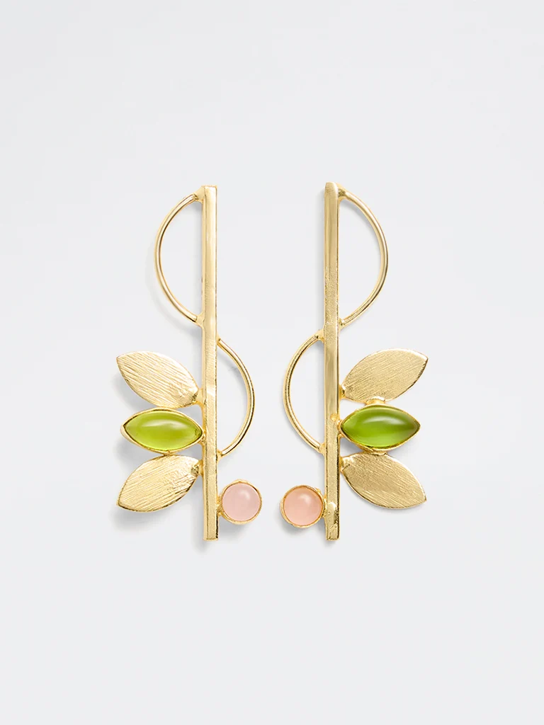 Gold Leaf Design Statement Earring