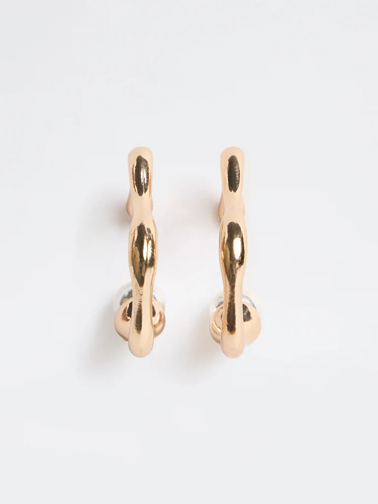 Gold Wavy Statement Hoop Earring