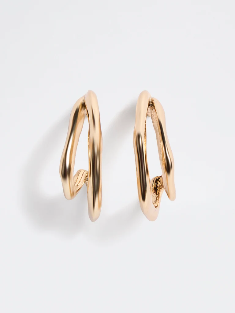Gold Statement Molten Hoop Earring