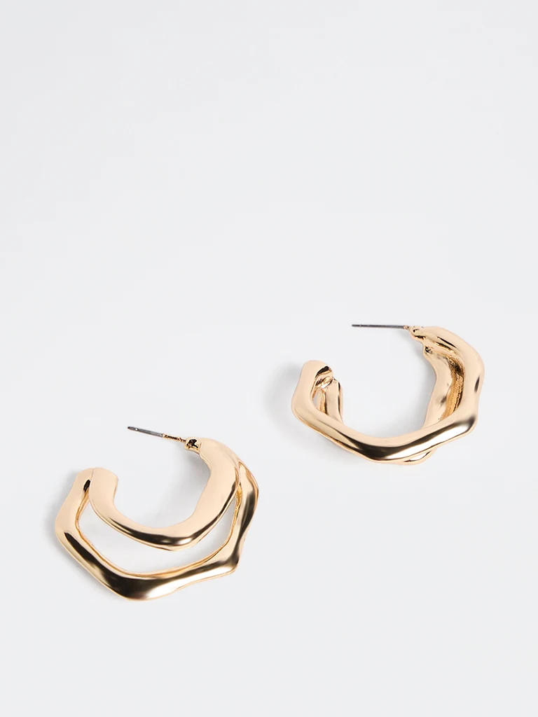 Gold Statement Molten Hoop Earring