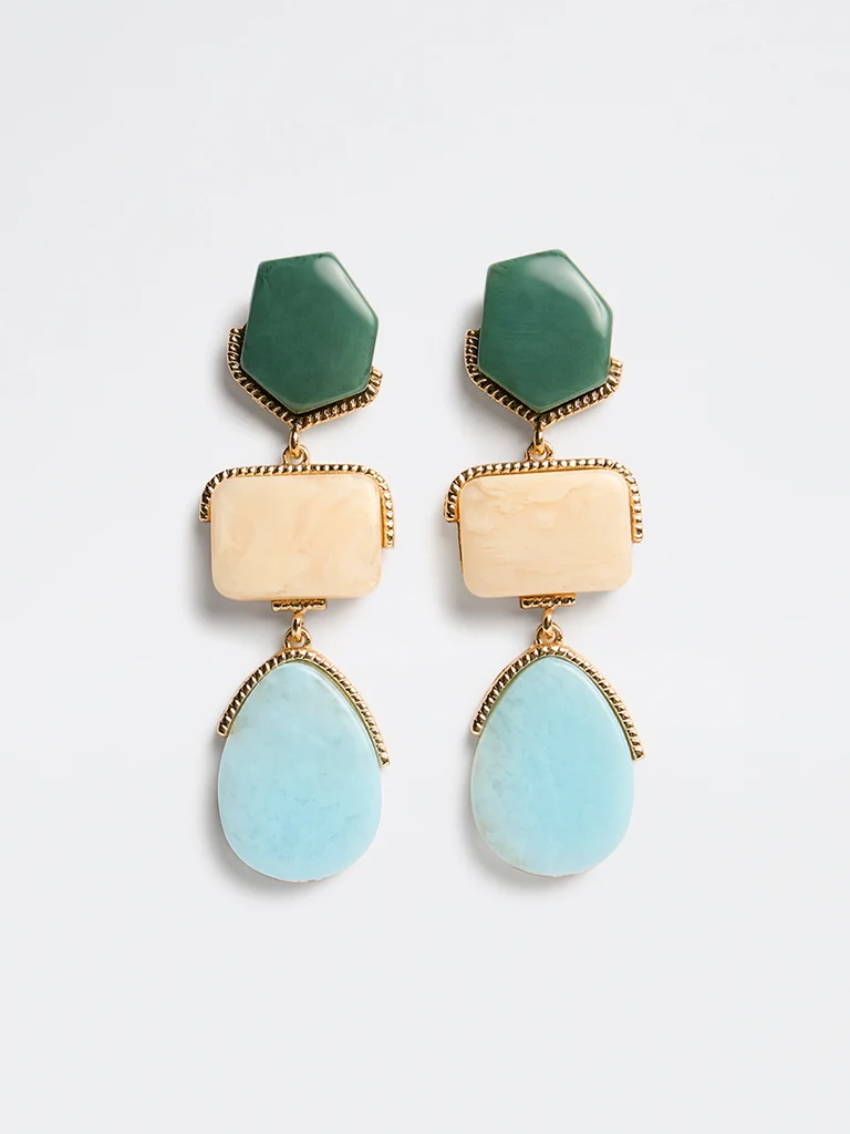 Multicolour Geometric Stone Dangler Earring