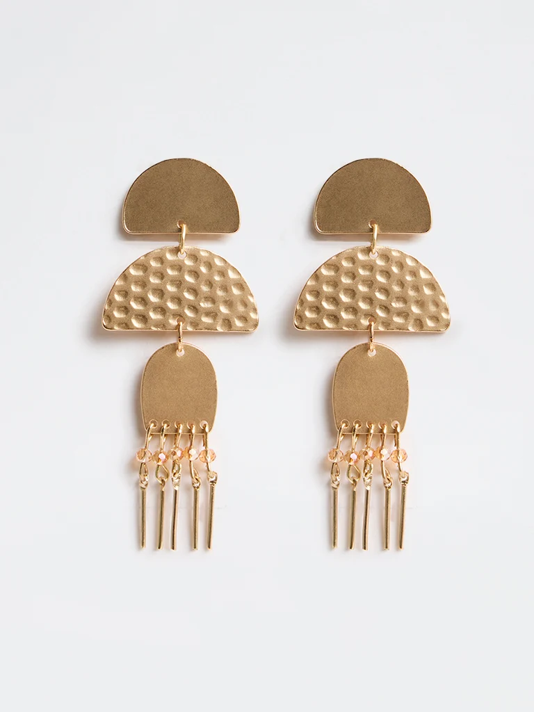 Gold Geometric Design Statement Dangler Earring