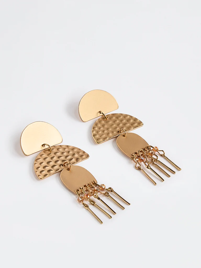Gold Geometric Design Statement Dangler Earring